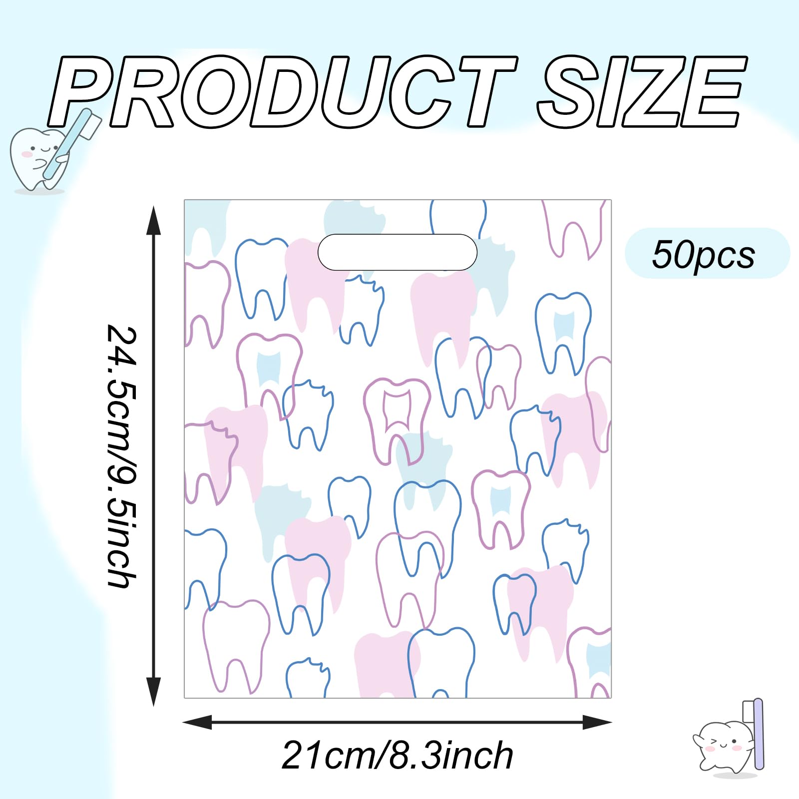 Bolsas dentales con asas 8.3 x 9.5 pulgadas paquete de 50 para pacientes dentistas clínica