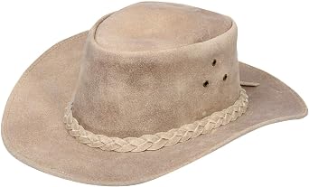 Australian Camel Western Style Cowboy Outback Real Suede Aussie Bush Hat