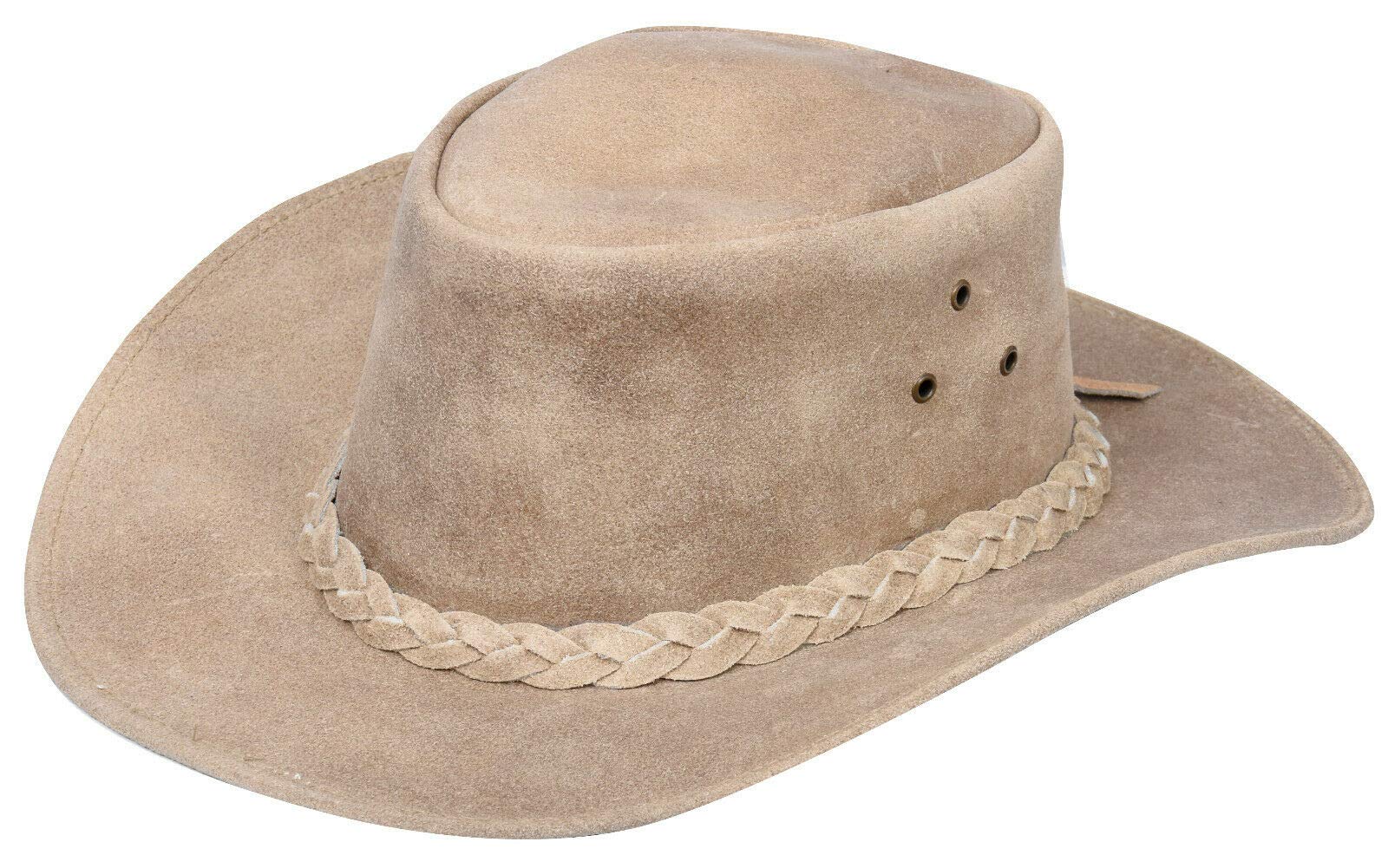 Australian Camel Western Style Cowboy Outback Real Suede Aussie Bush Hat XL
