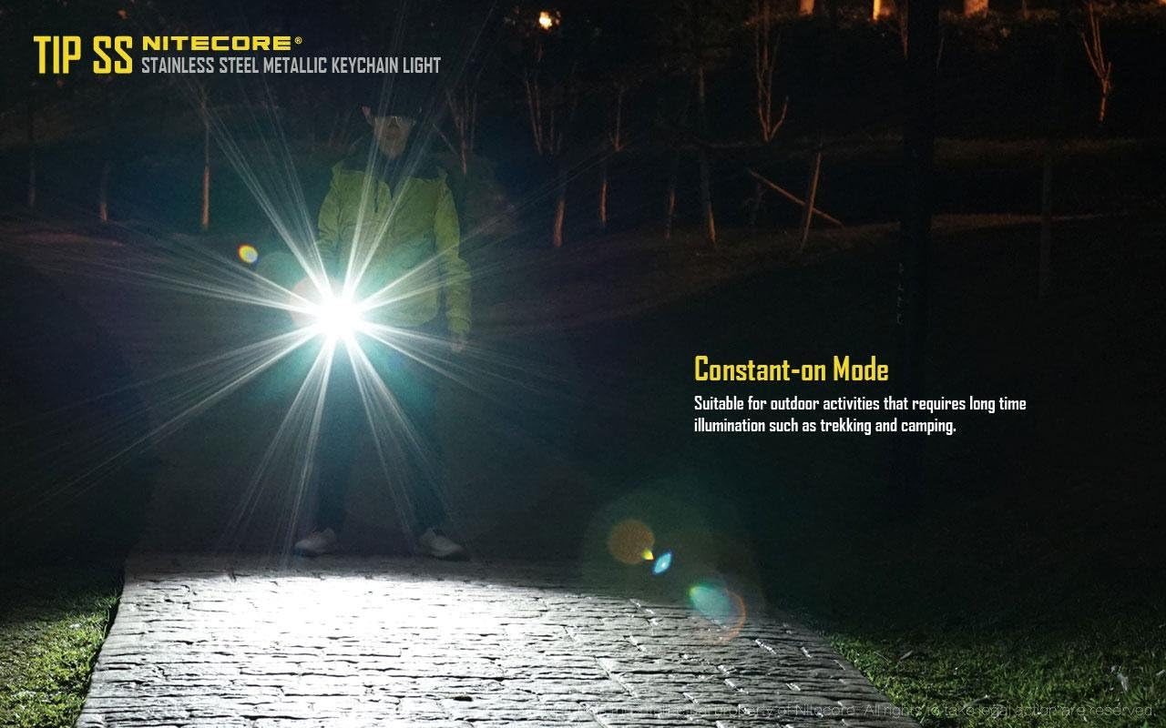 Nitecore Tip SS Keychain Flashlight -360Lm -XP-G2 S3 (Glacier) w/Eco-Sensa USB Cord & Clip