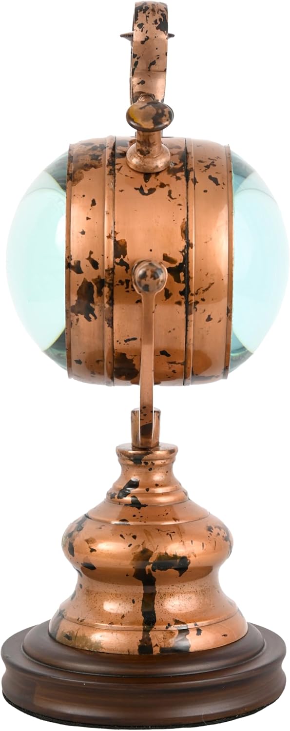Vintage Nautical Copper Desk Clock | Antique Finish Table Clock with Compass Dial | Classic Roman Numeral Analog Clock for Home, Office & Gift Décor (Copper Patina)