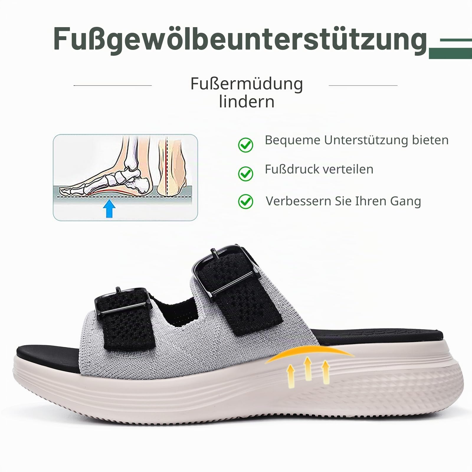 Sandalen Damen Sommer Bequem Orthopädische Pantoletten Damen Leicht Outdoorsandale mit Verstellbare Riemen Gr.36-42