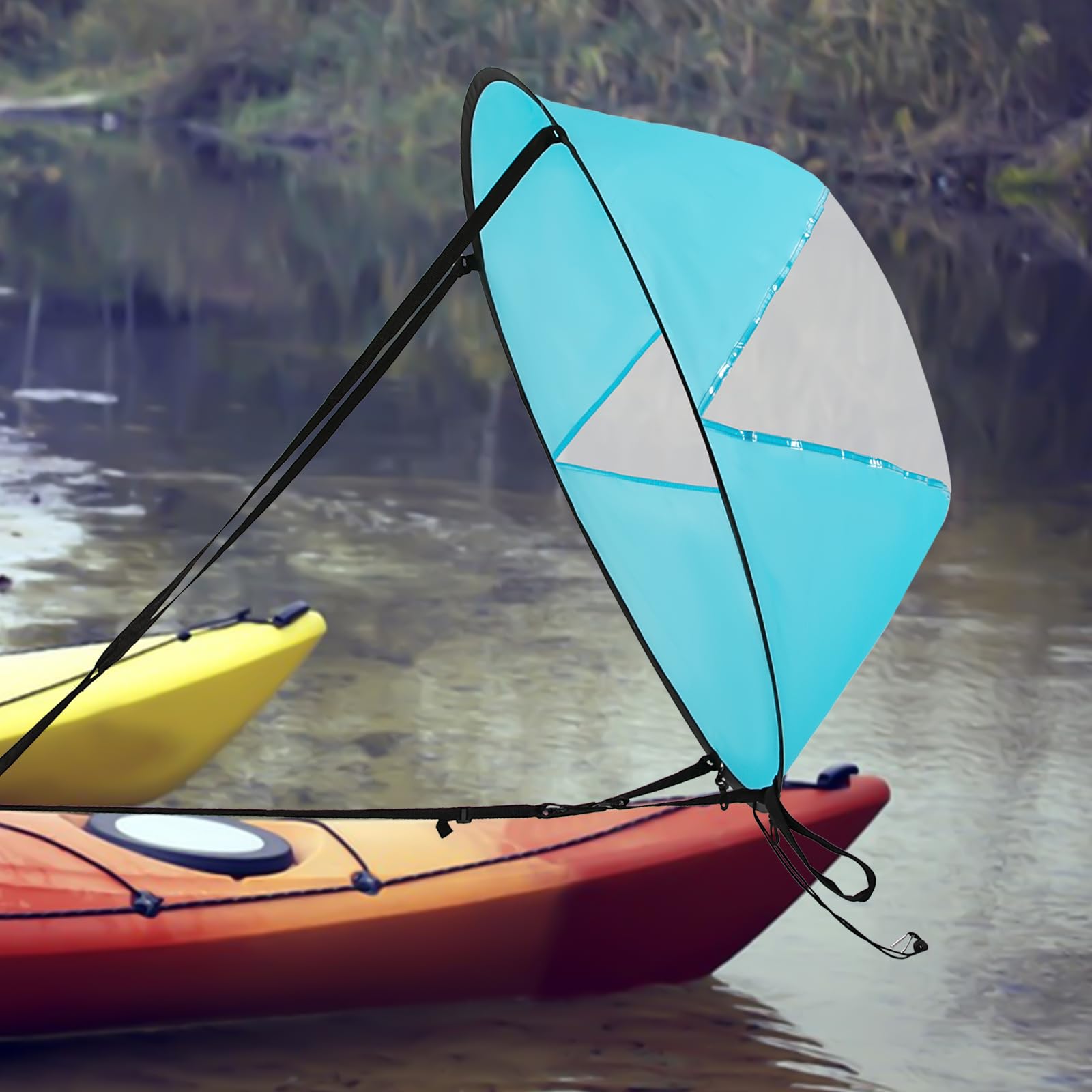 Paddle Board Segel | 108 cm Durchmesser | Aus Nylon & Fiberglas | Mit Sichtfenster & verstellbaren Gurten | Für SUP, Kajak & Kanu | Inkl. Tragetasche | Leicht & faltbar