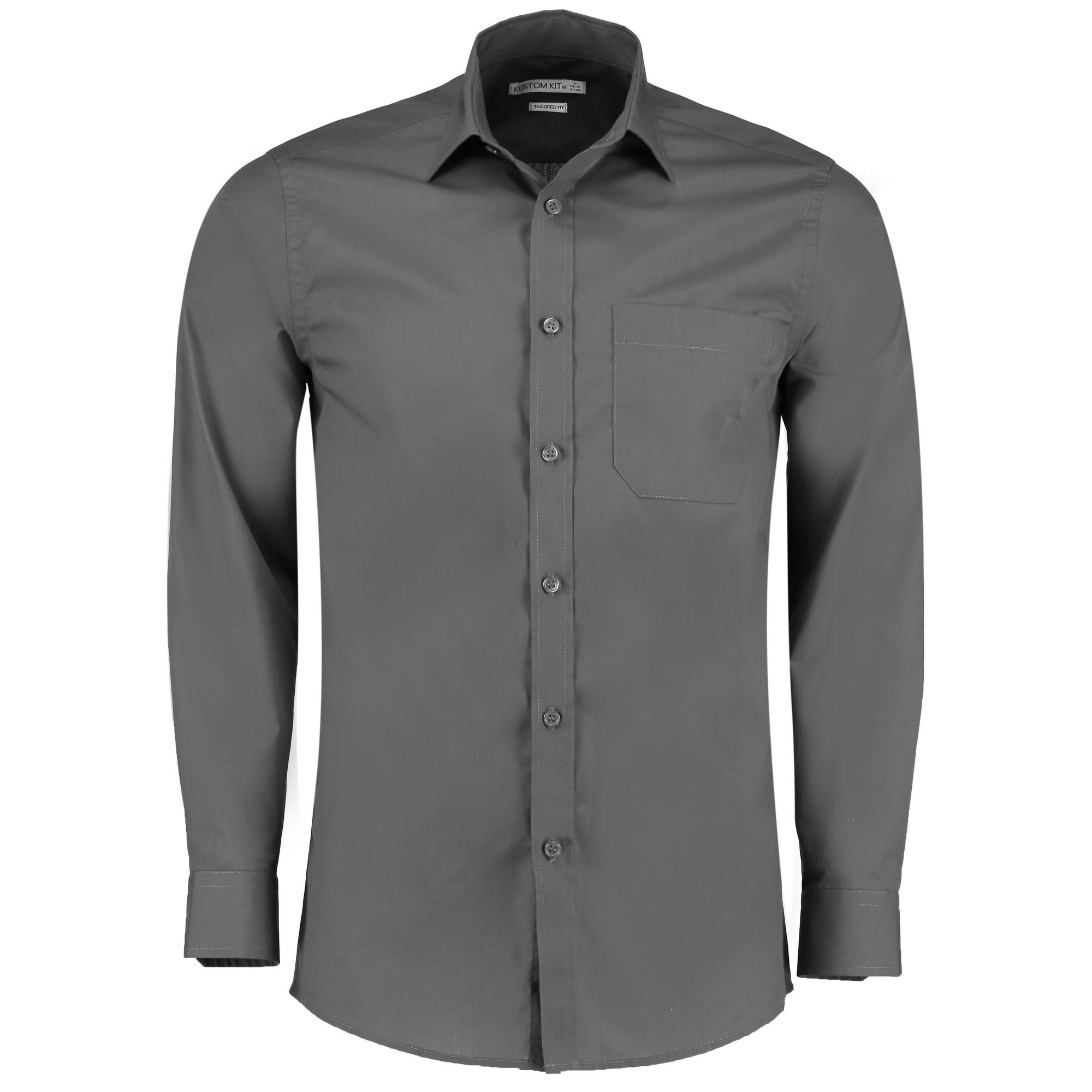 Kustom Kit Men's Graphite Long Sleeve Poplin Shirt (18.5) (Graphite) Size 18.5