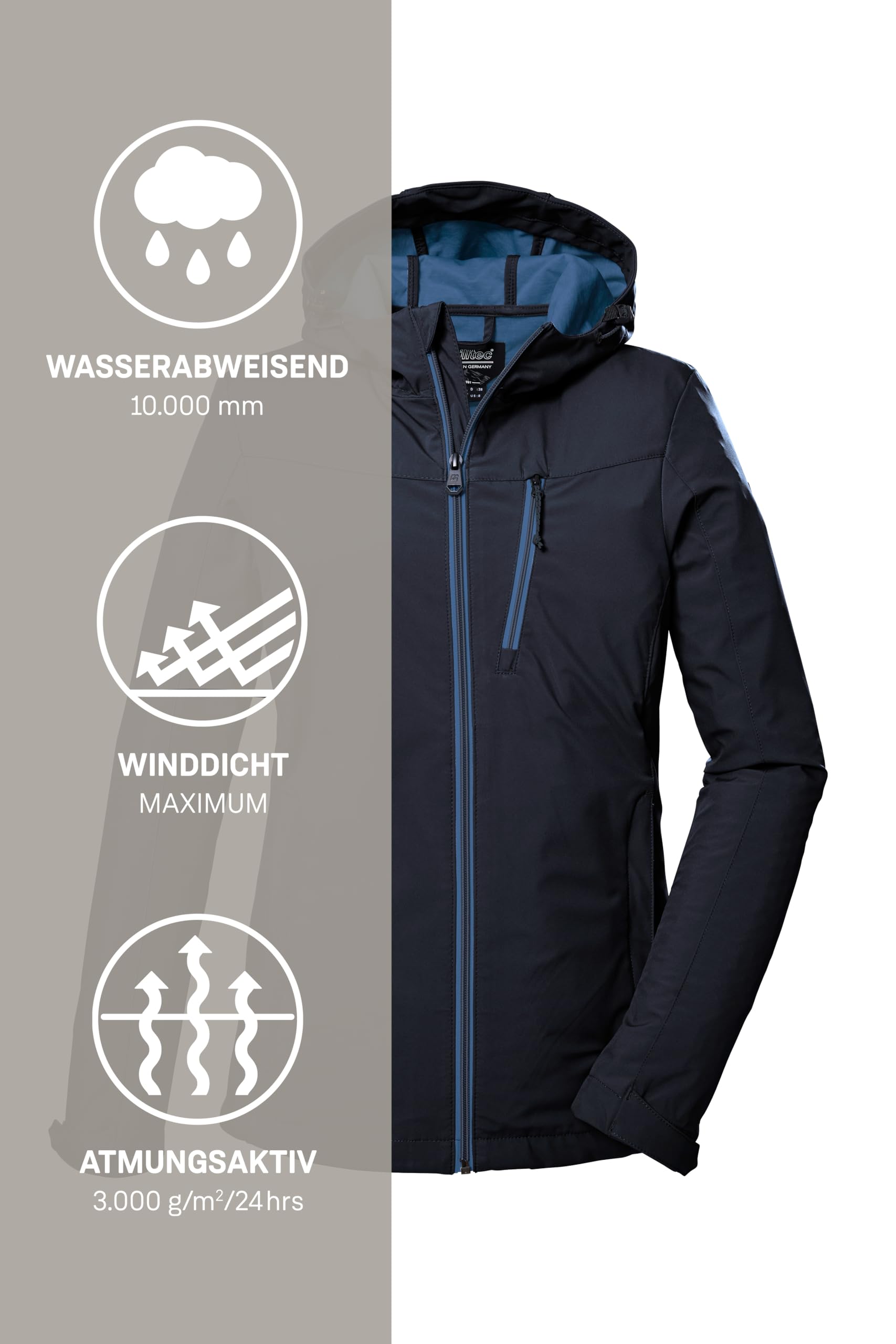 Killtec Kurtka typu softshell/kurtka outdoorowa z kapturem Women´s Kos 89 Wmn Sftshll Jckt