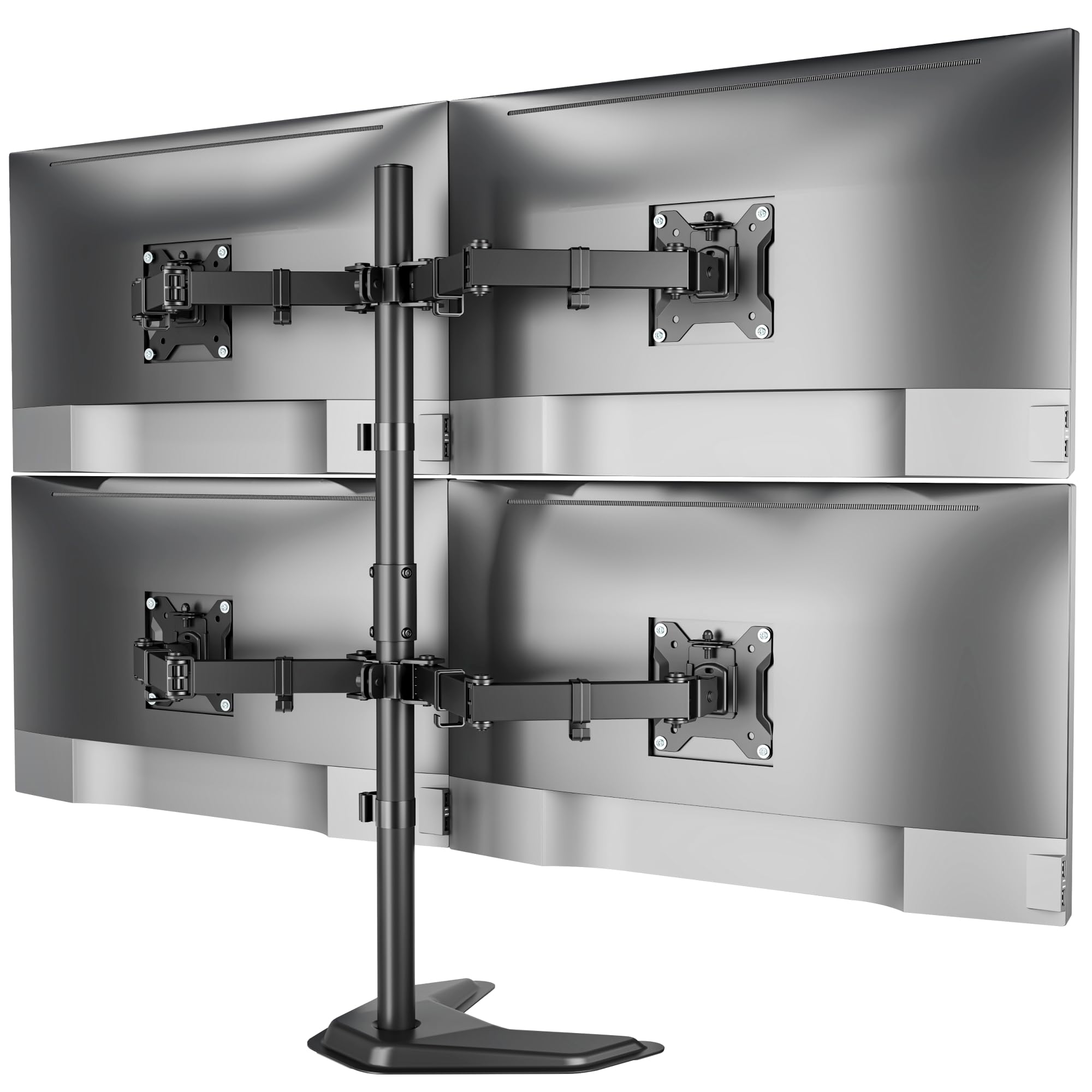 monTEK Stabile supporto per monitor quad, autoportante, completamente regolabile, per 4 schermi fino a 17-32 pollici