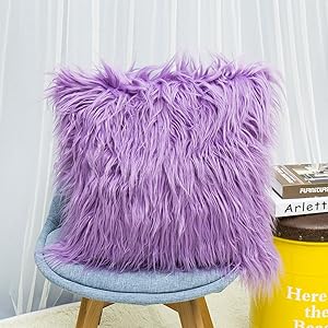 Yinrunx 1Pcs 18x18Inch Fur Pillow Cover,Nordic Posh Style Home Decor Super Soft Plush Mongolian Faux Fur Throw Pillow Cover Cushion Case Pillowcase for Bed Sofa