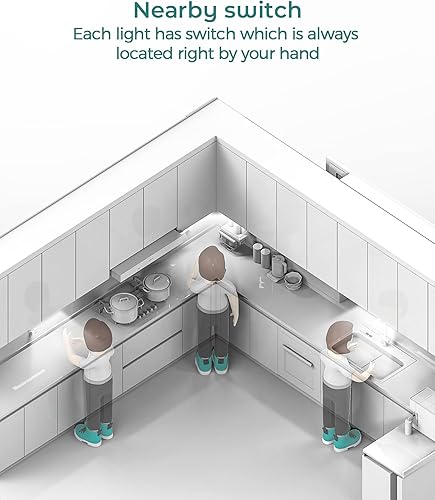 Miniatura 4 de Luces onduladas de mano para debajo del mostrador, luces con sensor de movimiento enchufables, con cable retráctil, 6000 K, luces blancas regulables