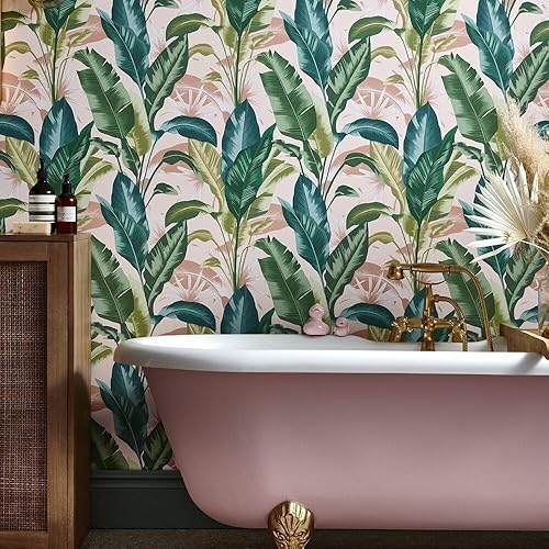 Miniatura 2 de Envy Leaf It Out Sunrise - Papel pintado extraíble, color rosa