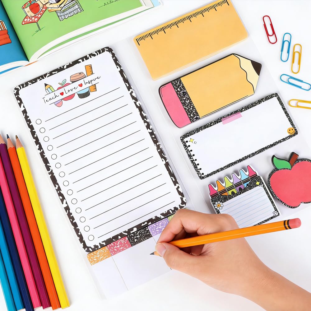 Haftnotizen für Lehrer, 2 Stück, selbstklebende Notizblöcke für Lehrer, niedliches Post-It-Notizen, Zubehör für Lehrer, Klassenzimmer, Muss für den Schulanfang, Geschenke für Lehrer
