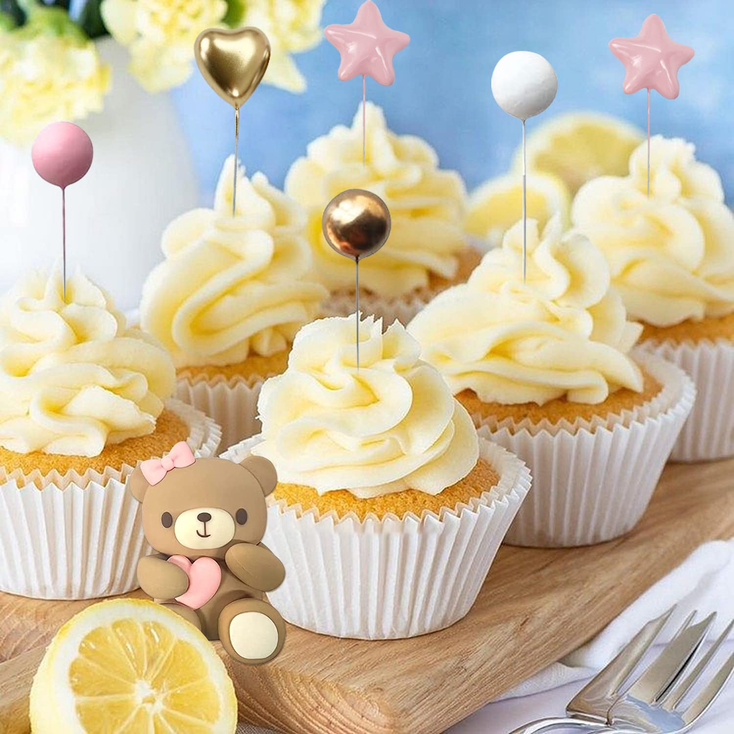 28-tlg. Rosa Kuchen-Deko-Set Mit Teddybär – Für Geburtstag, Baby-Shower & Mehr