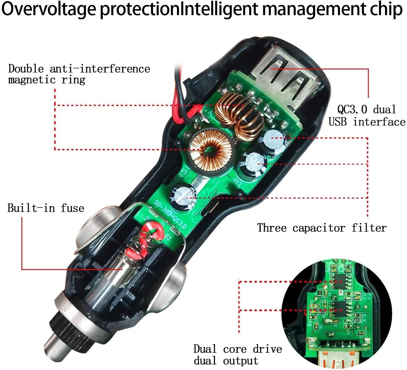 USB C Dash Cam Charger?Type C USB Car Charger?Dual Port USB Vehicle Fast Charging Cord Suitable for REDTIGER?Vantrue?VIOFO?WOLFBOX? AZDOME?Pelsee?Cobra etc Dashcam (11.5FT)