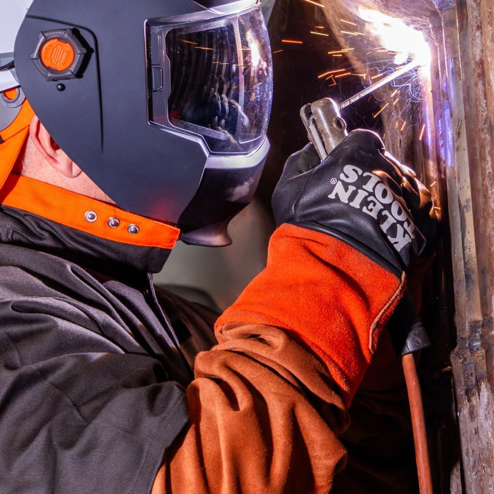 Klein Tools 60834 FR Leather Welding Sleeves, 21-Inch, Elastic Cuff, Brown, 1-Pair - Image 6