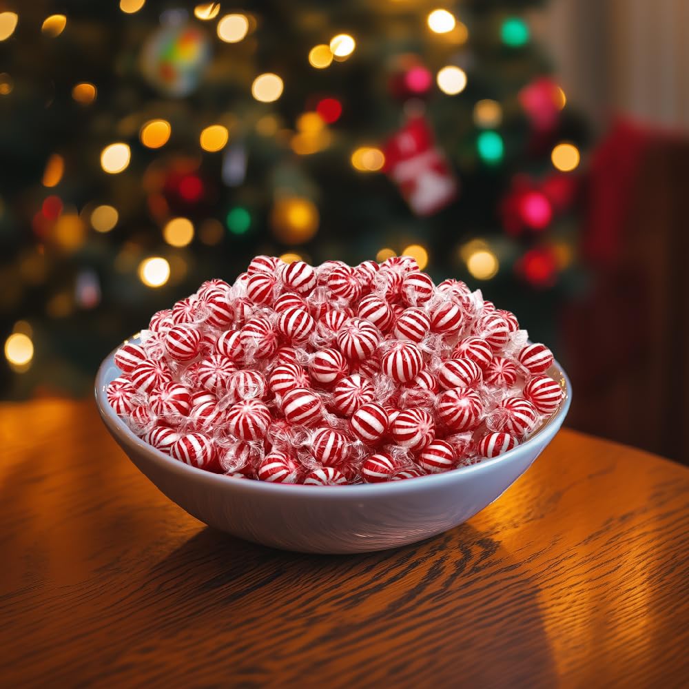 Jumbo Mint Balls - 2 Pound Bulk Pack - Peppermint Hard Candy Individually Wrapped - Classic Peppermint Balls for Candy Jars, Office Bowls, and Party Favors (Pack of 2)