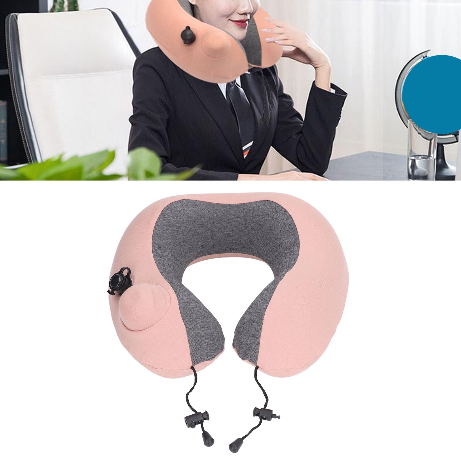 KANASI Cuscino da viaggio gonfiabile per il collo, design a forma di U pressogonfiabile con custodia per il comfort del sonno dell'auto in aereo
