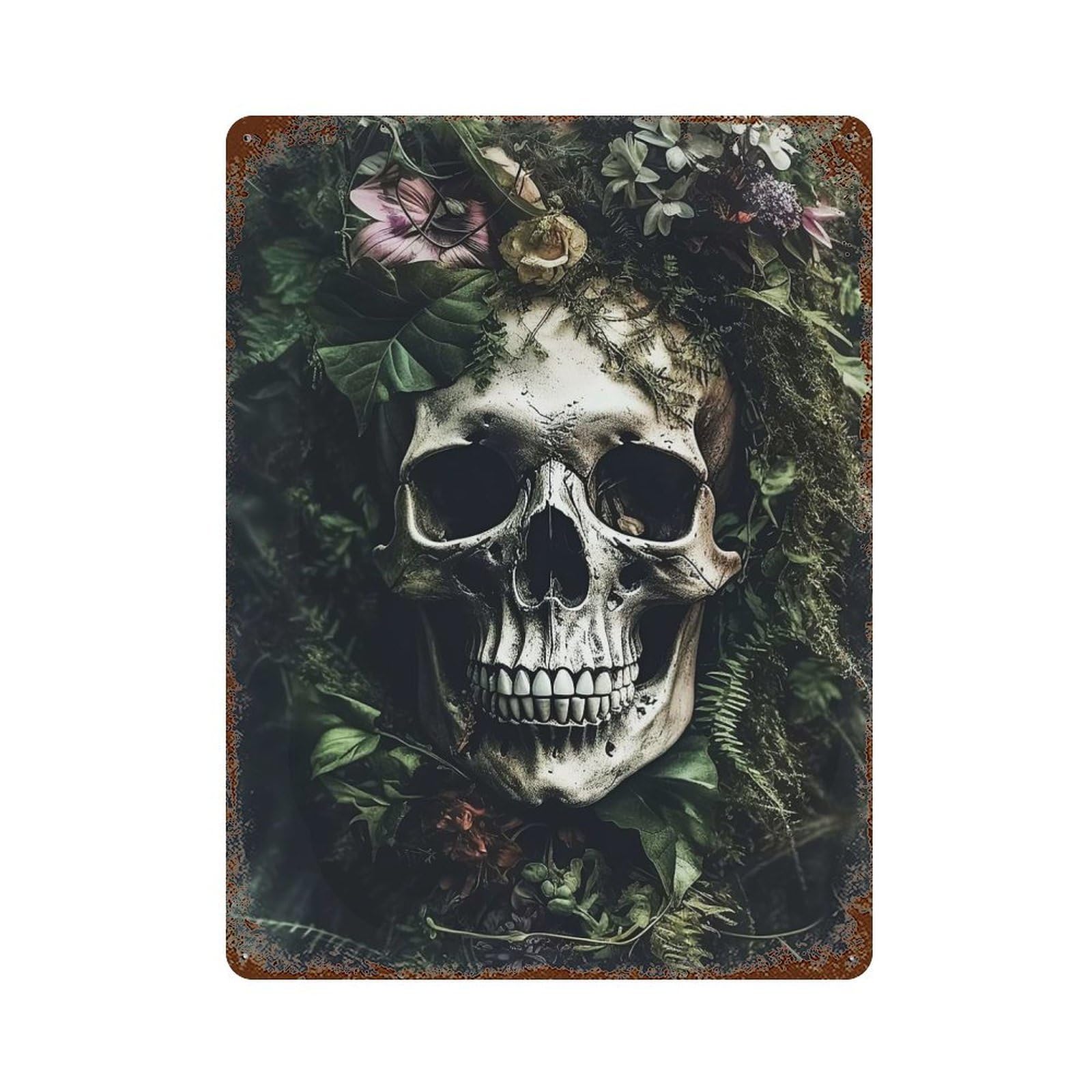 Skull Head 4 Rusty Metal Tin Sign 15.7"x11.8", Ideal for Pub, Kitchen And Man Cave Decor