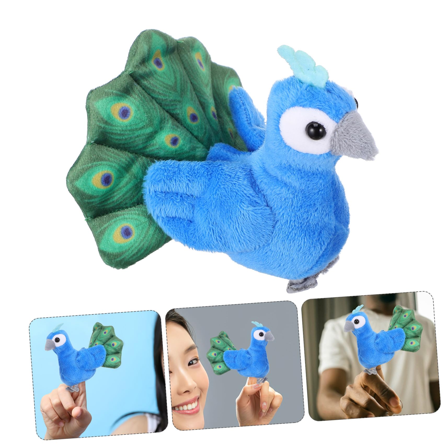 Marionnette à Doigt Paon en Peluche Garçon et Filles Mini Format Animal Interactif pour Jeux D’Imagination et Contes, Jouet Éducatif D’intérieur et Voyage,