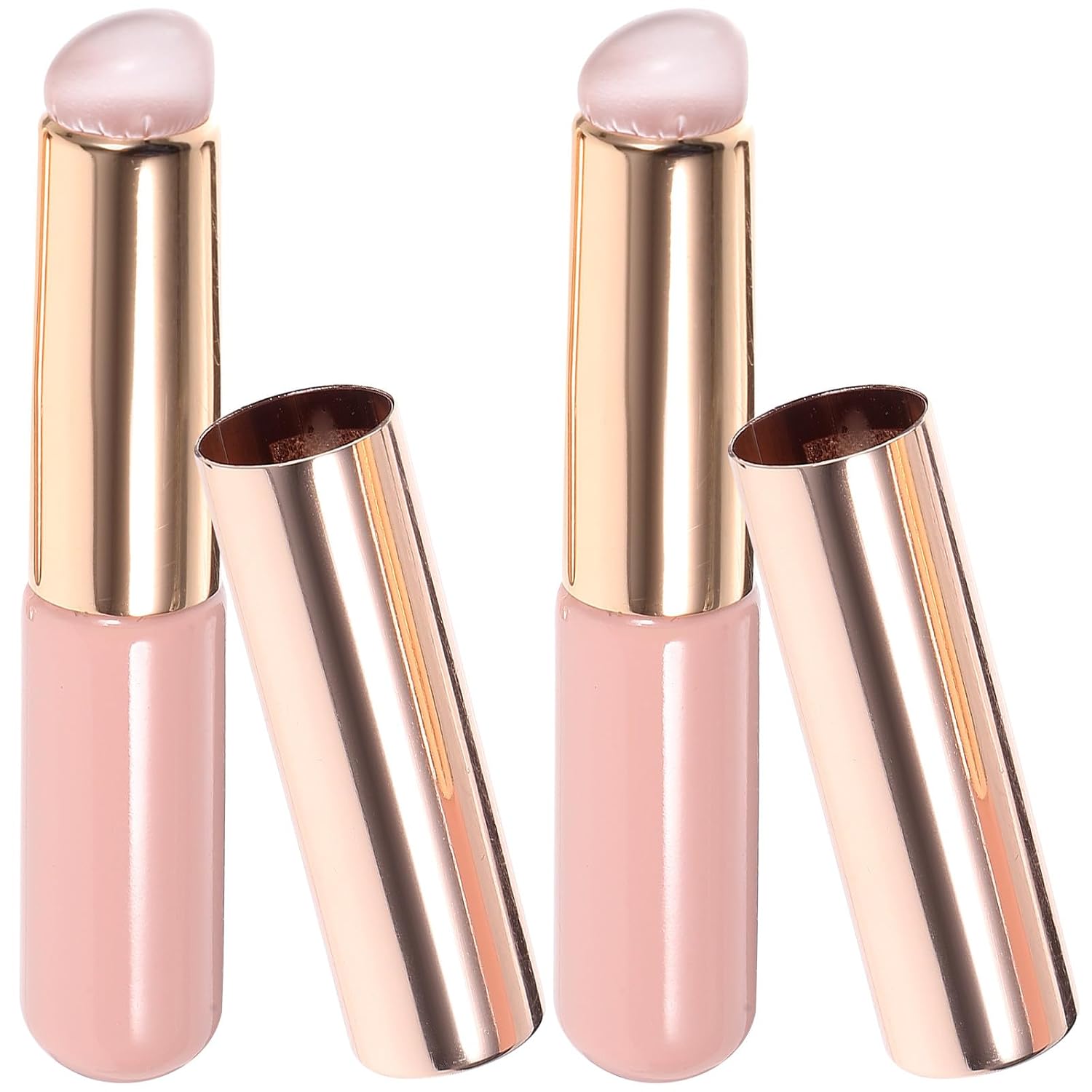 Silicone Lip Brush Concealer Brush 2Pcs Portable Round Head Makeup Applicator with Dustproof Cap for Precise Lipstick Blending and Concealing