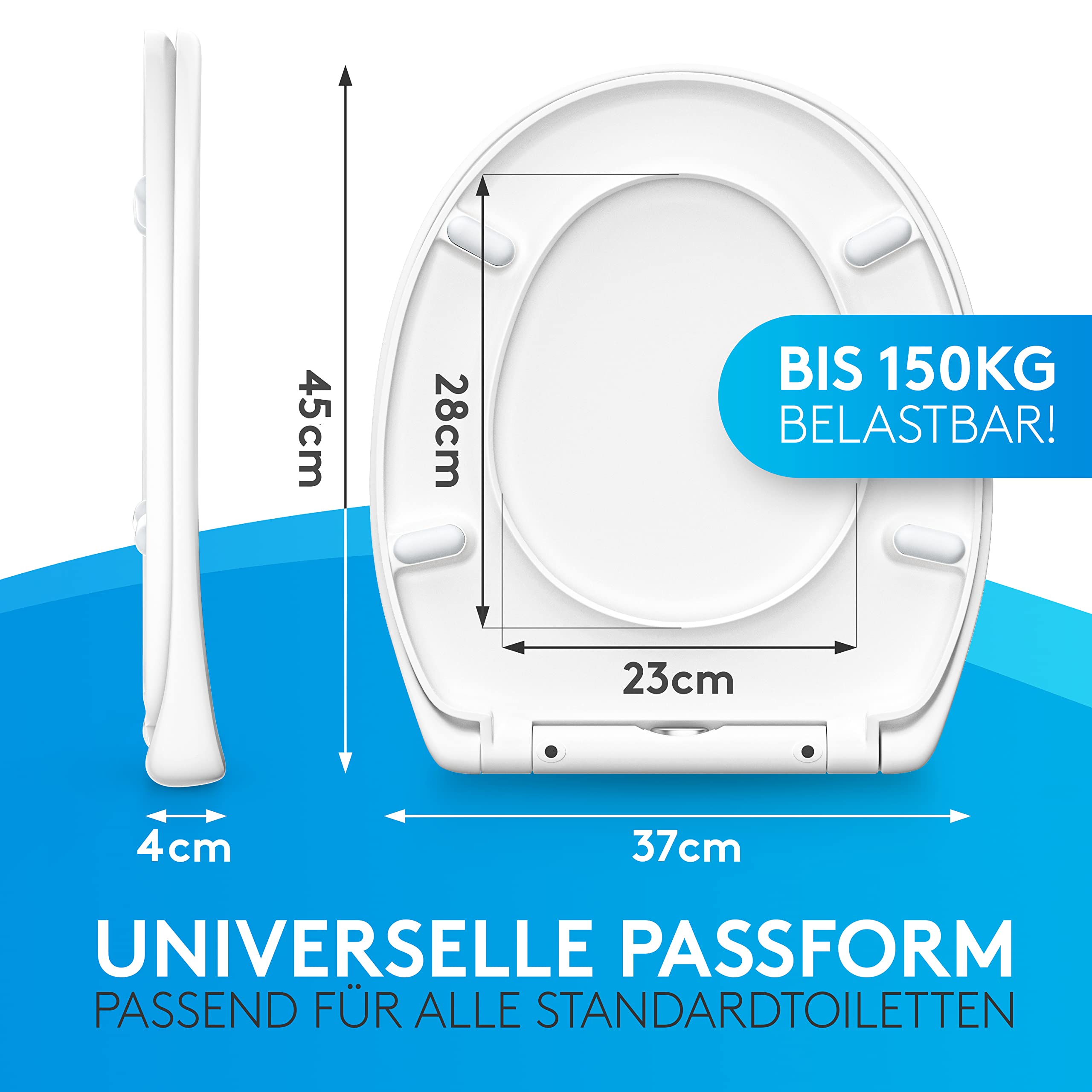 UISEBRT Asiento De Inodoro Con Descenso Automático, Tapa De Inodoro Premium Antibacteriana, Tapa De Inodoro De Duroplast, Gotas De Rocío