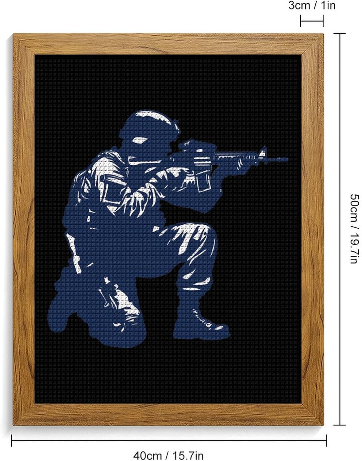 Shooting Silhouette Navy Blue Diamond 5D Painting Kits with Frame DIY Full Round Drill Gem Art Crafts for Home Wall Decor 16 X 20in Yellow Wood 40 * 50cm