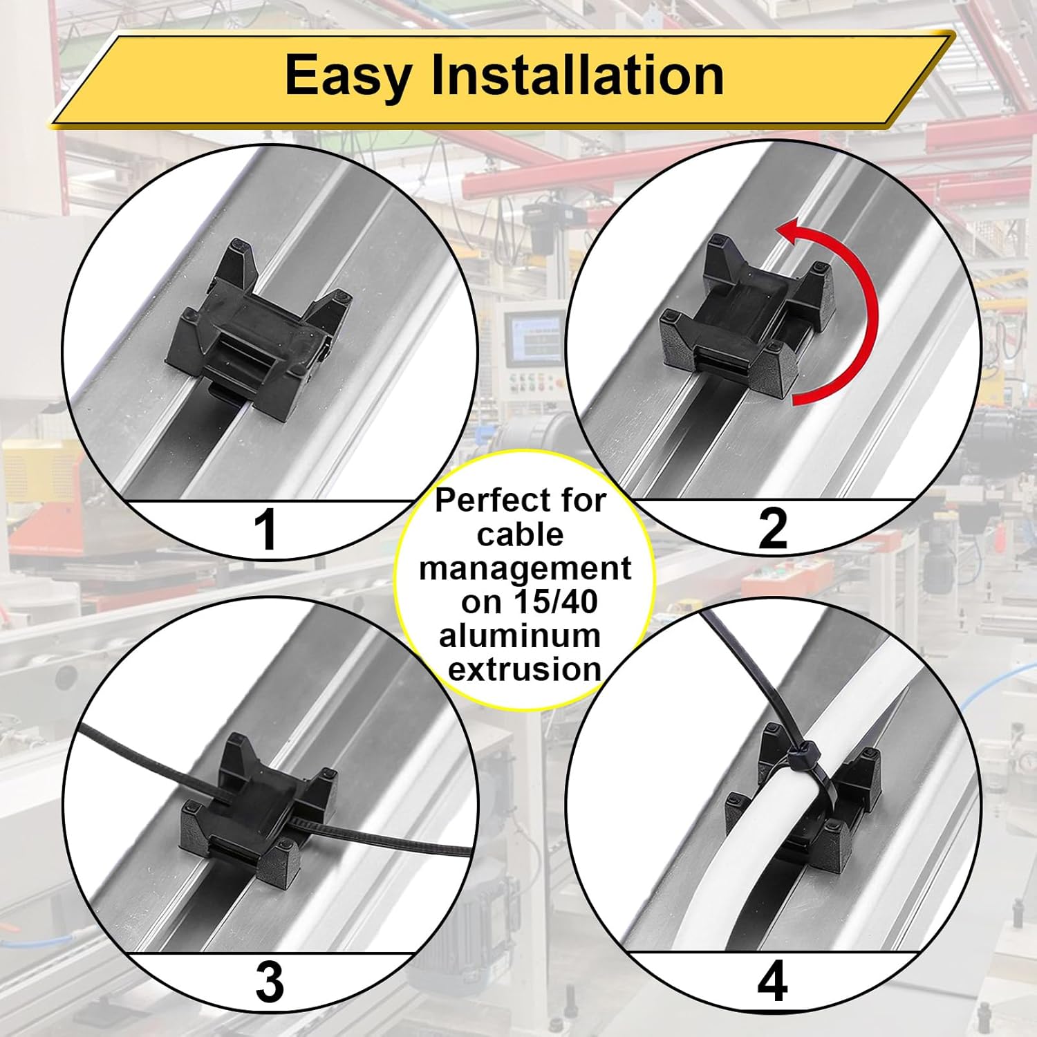 30 Set Plastic Cable Zip Tie Mounting Blocks, Cables Base Fixture, Wire Clips, Drop-In Base Mounts for 15 or 40 Series Aluminum T-Slot