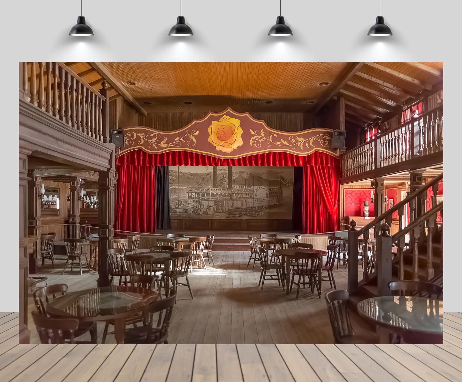 chnywork 20x10ft Classic Western Saloon Bar Backdrop Vintage Bar Interior Typical Stage Retro Wooden Restaurant Background Cowboy Travel Birthday