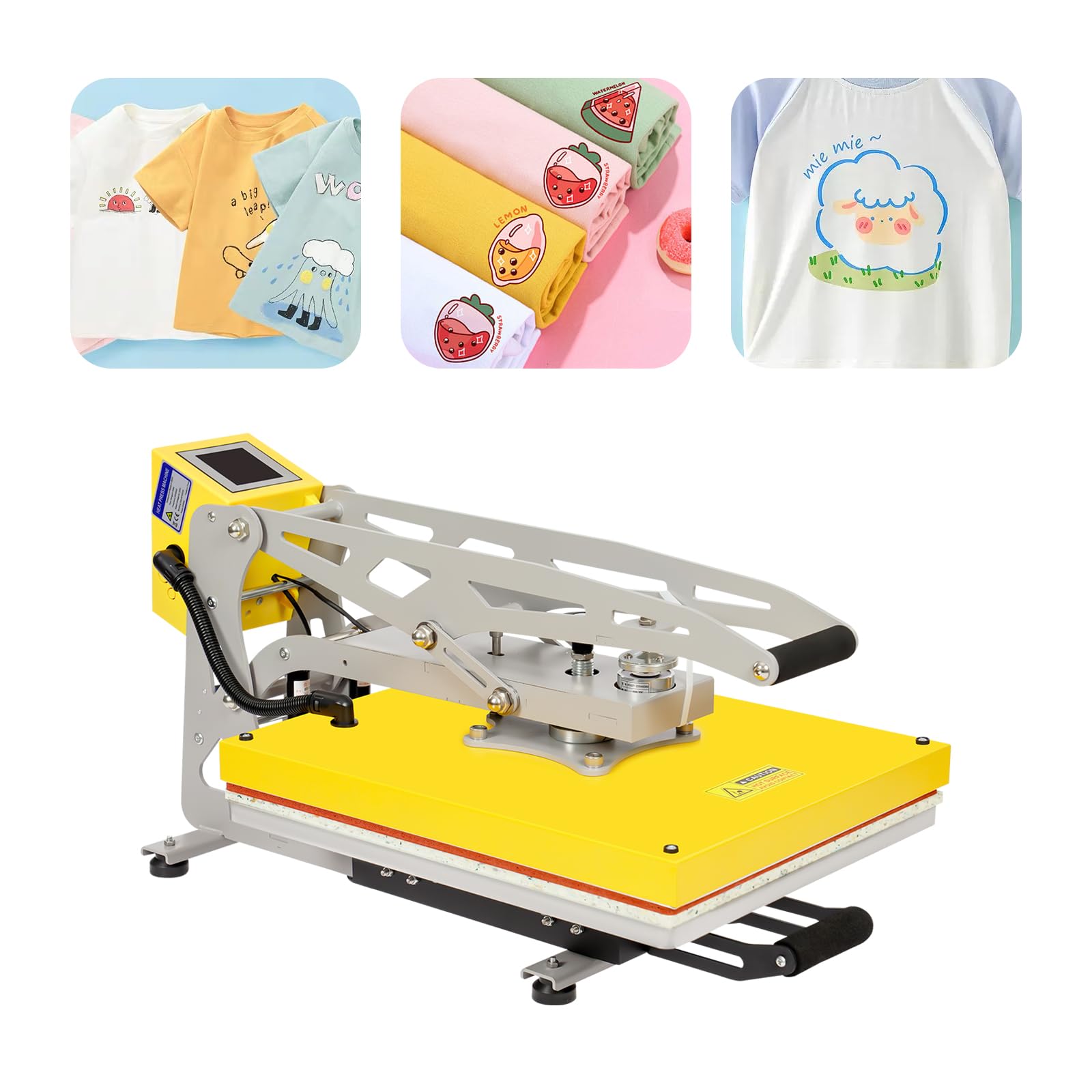 Prasa grzewcza półautomatyczna do t-shirtu 40 x 50 cm 0-250℃ żółta 2500 W