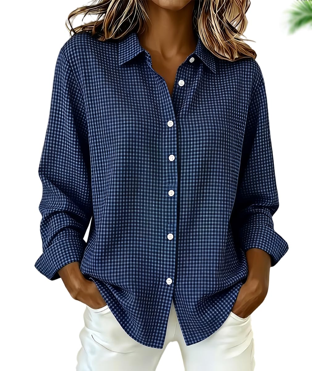 Generisch Camisa casual de manga larga para mujer