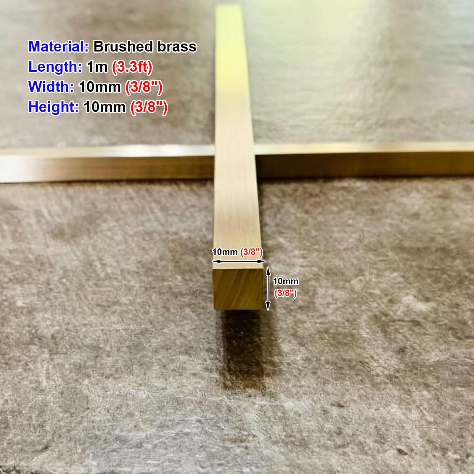 Profilo di Transizione Pavimento Copertura di Transizione Stretta Ottone | Profilo di Finitura per Soglia Porta con Superficie Spazzolata, Striscia di Transizione Metallica a Profilo Piatto per Pavime