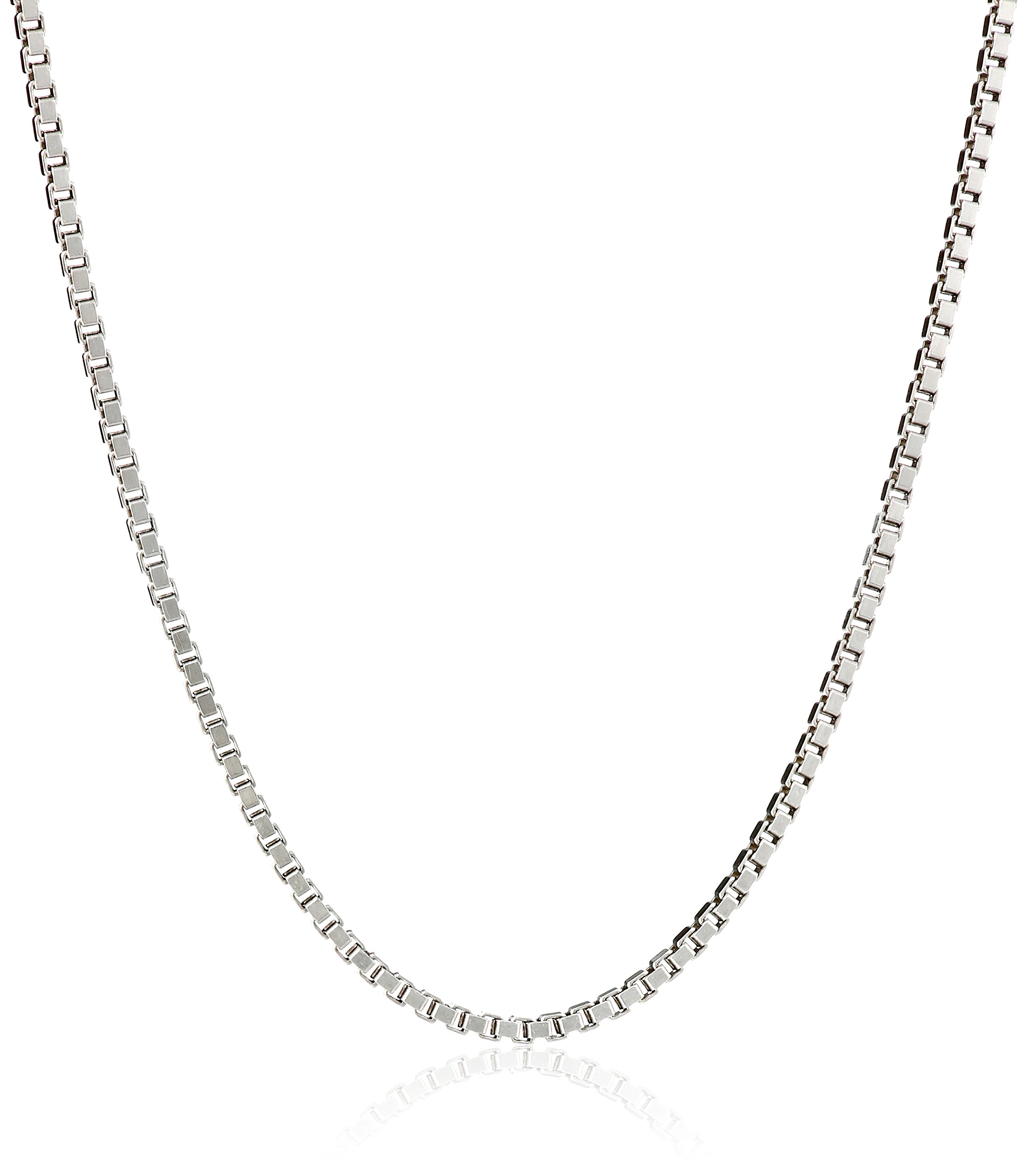 Amazon Essentials Sterling Silver Italian Diamond Cut Box Chain Necklace, 30 Inch