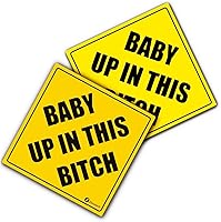 Vista 1 de Zone Tech - Adhesivo de seguridad para vehículos "Baby Up in This Bitch" - Paquete de 2 calcomanías de seguridad para vehículos de alta calidad