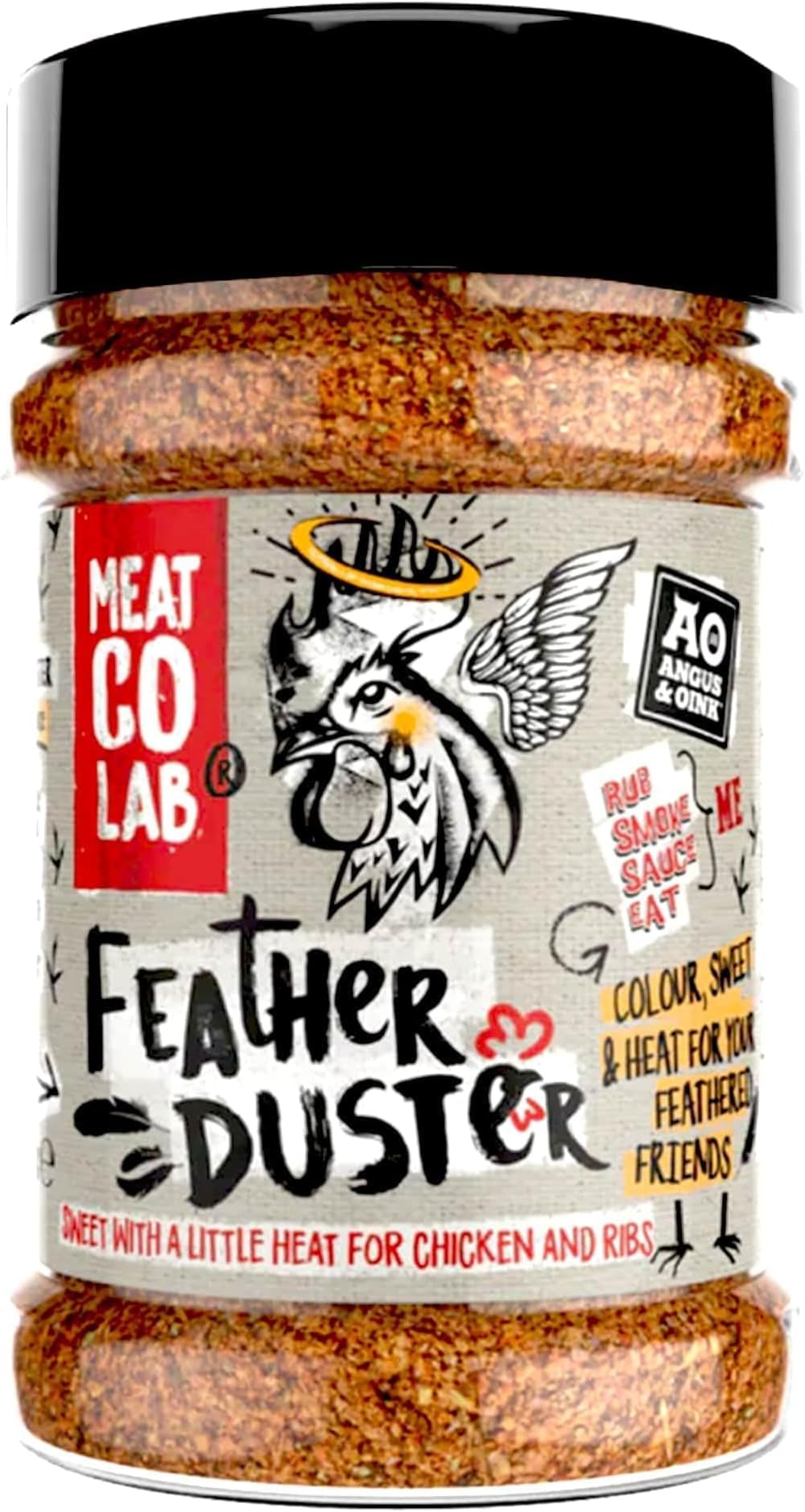 Angus & Oink | Feather Duster Rub | Sweet & Smoky Seasoning with Paprika, Orange, Lemon & Chipotle | Perfect for Chicken Wings & Pork | Versatile BBQ Rub | 200g