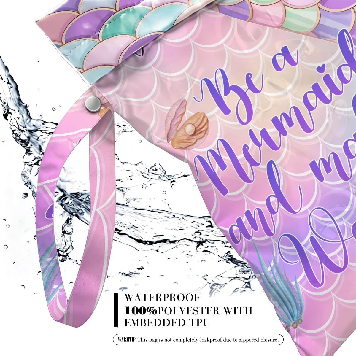 2 Pcs Mermaid Scale Print Wet Bags, Ocean Wet Dry Bag, Birthday Beach Gifts image 3