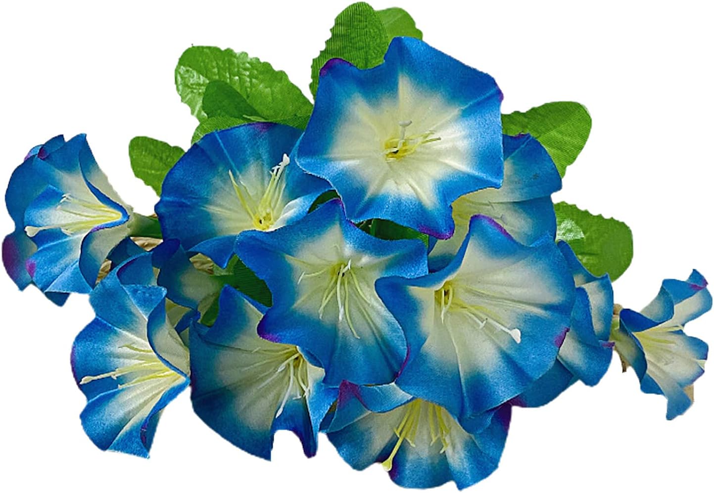 Artificial Morning Glory1Pc Simulation Flower Vivid Home Decor Portable Ornamental Artificial Morning Glory for Restaurant - White + Blue Edge