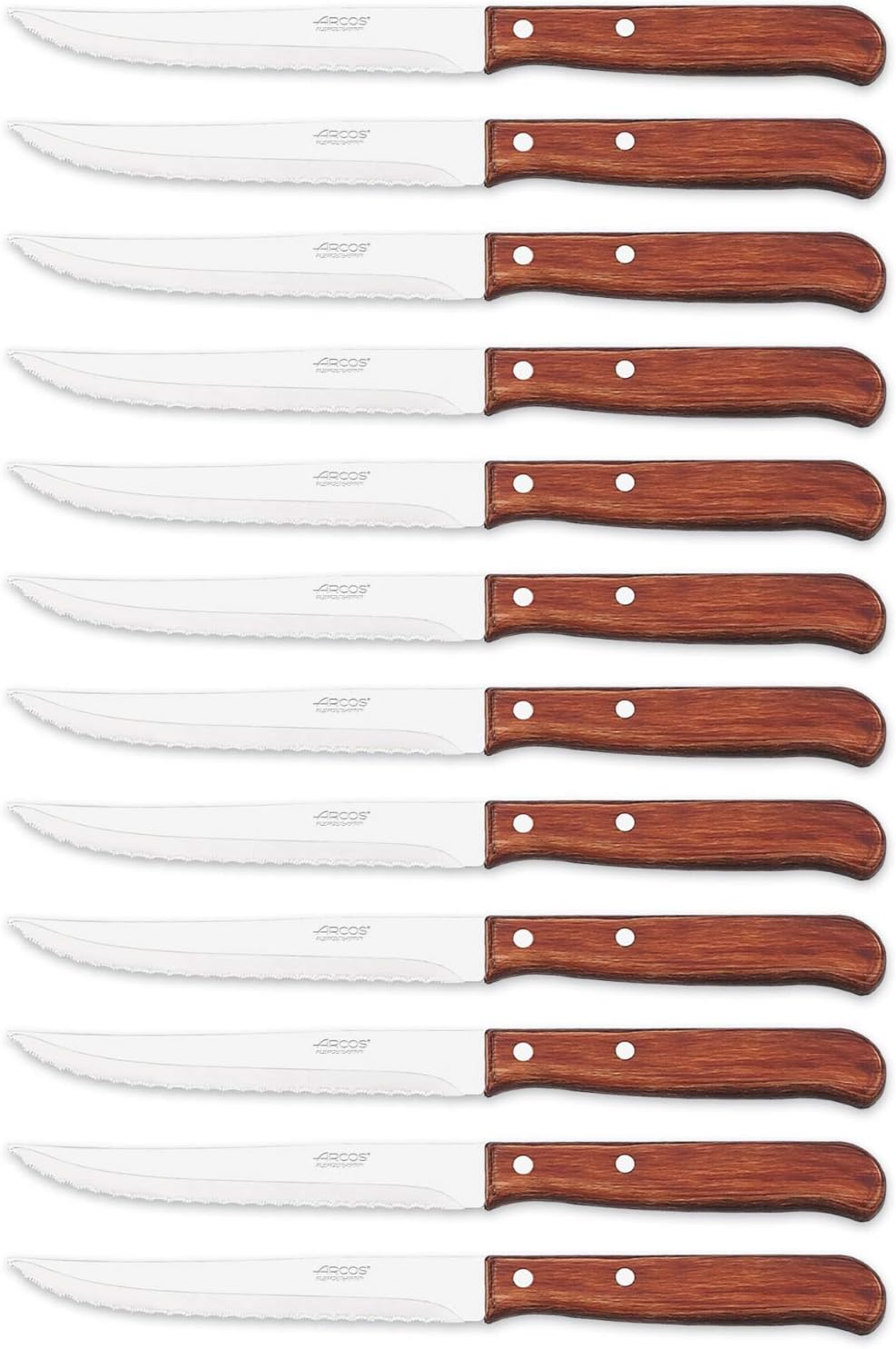 Arcos Series Latina-Box Utility Knife-Blade Nitrum Stainless Steel 130 mm (5.12 Inch) -Handle Pack-Wood Brown Colour (12 Piece), ands Plastic