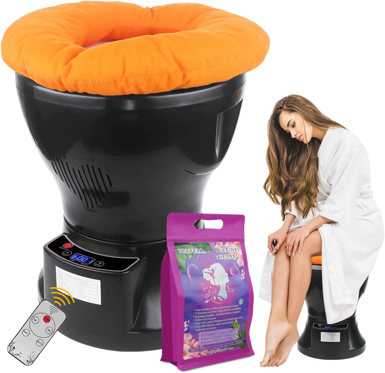 TOKPELA Yoni Steam Pot, Yoni Steam Kit, Yoni steamer with Seat Cushion and 20 Bags Yoni Herbs, For Women Cleaning, Ph Balance, Postpartum Care and more