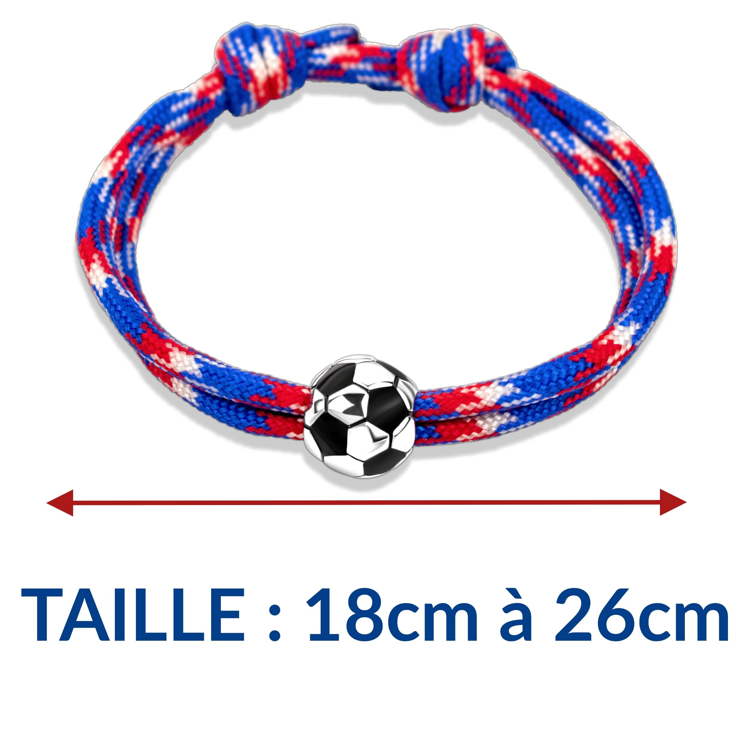 Ernestine - Bracelet Football réglable acier inoxydable - Idée cadeau foot homme enfant - Bracelet sport Foot - Cadeau Homme Noël anniversaire fête des pères - accessoire équipe Football