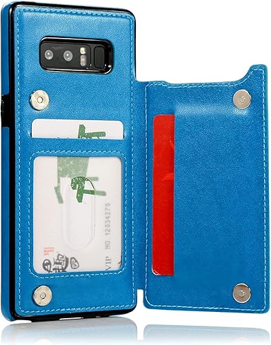 Miniatura 5 de Funda de teléfono para Samsung Galaxy Note 8 con protector de pantalla de vidrio templado, tarjeterotarjetero, soporte para celda de cuero,