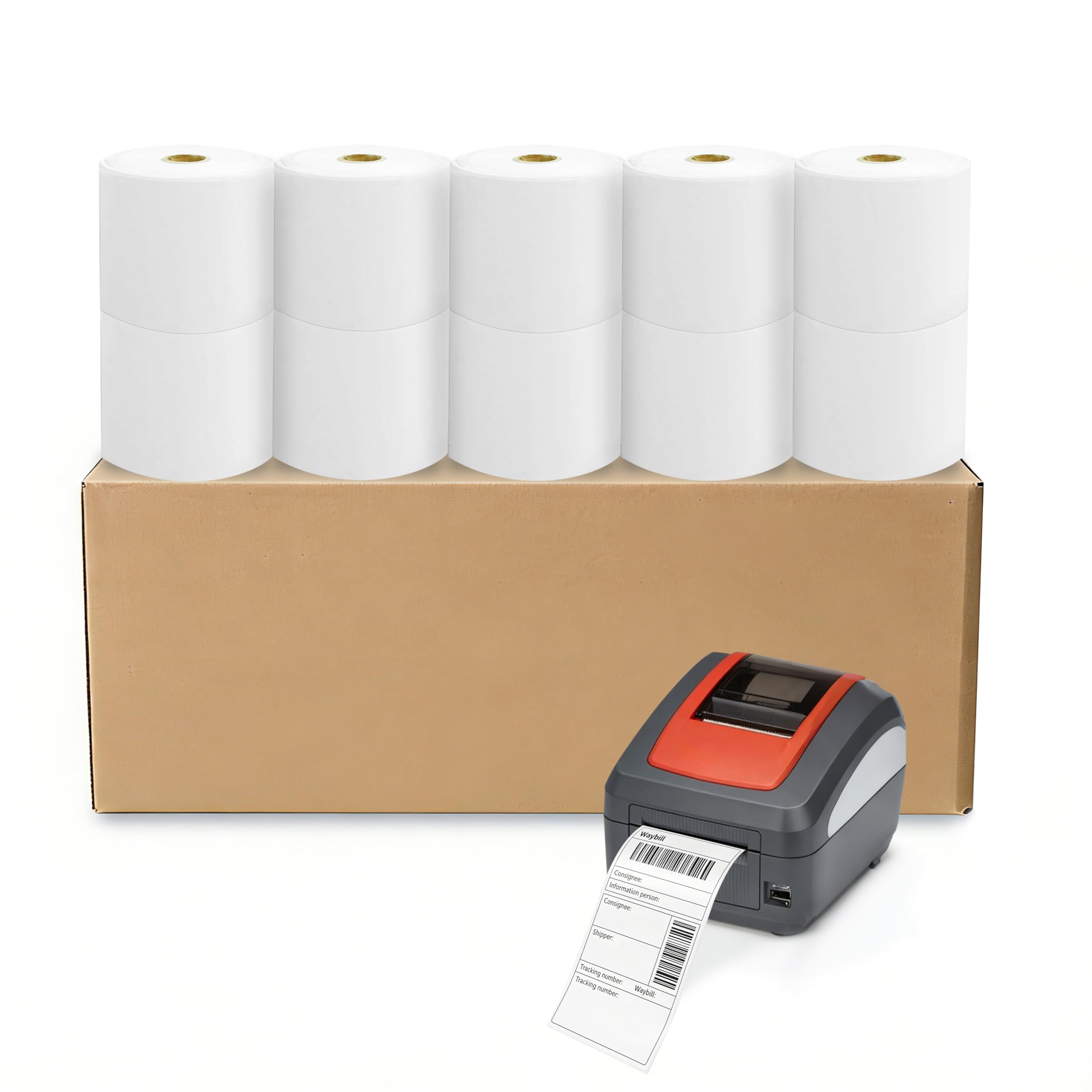 BARGAIN FACTORY Pack of 10 Direct Thermal Label Rolls | 4" × 6" (100 × 150 mm) | Premium Self-Adhesive, Zebra & MUNBYN Compatible | 500 Labels per roll
