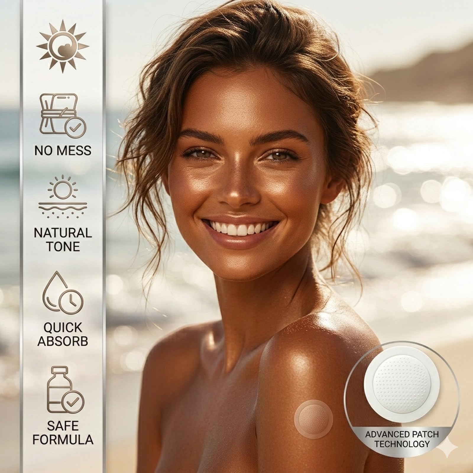Parches Autobronceadores con DHA y Eritrulosa, 7 Unidades Bronceado Natural Dorado sin Sol, Fórmula Dual con Microdardos (1 PCS)