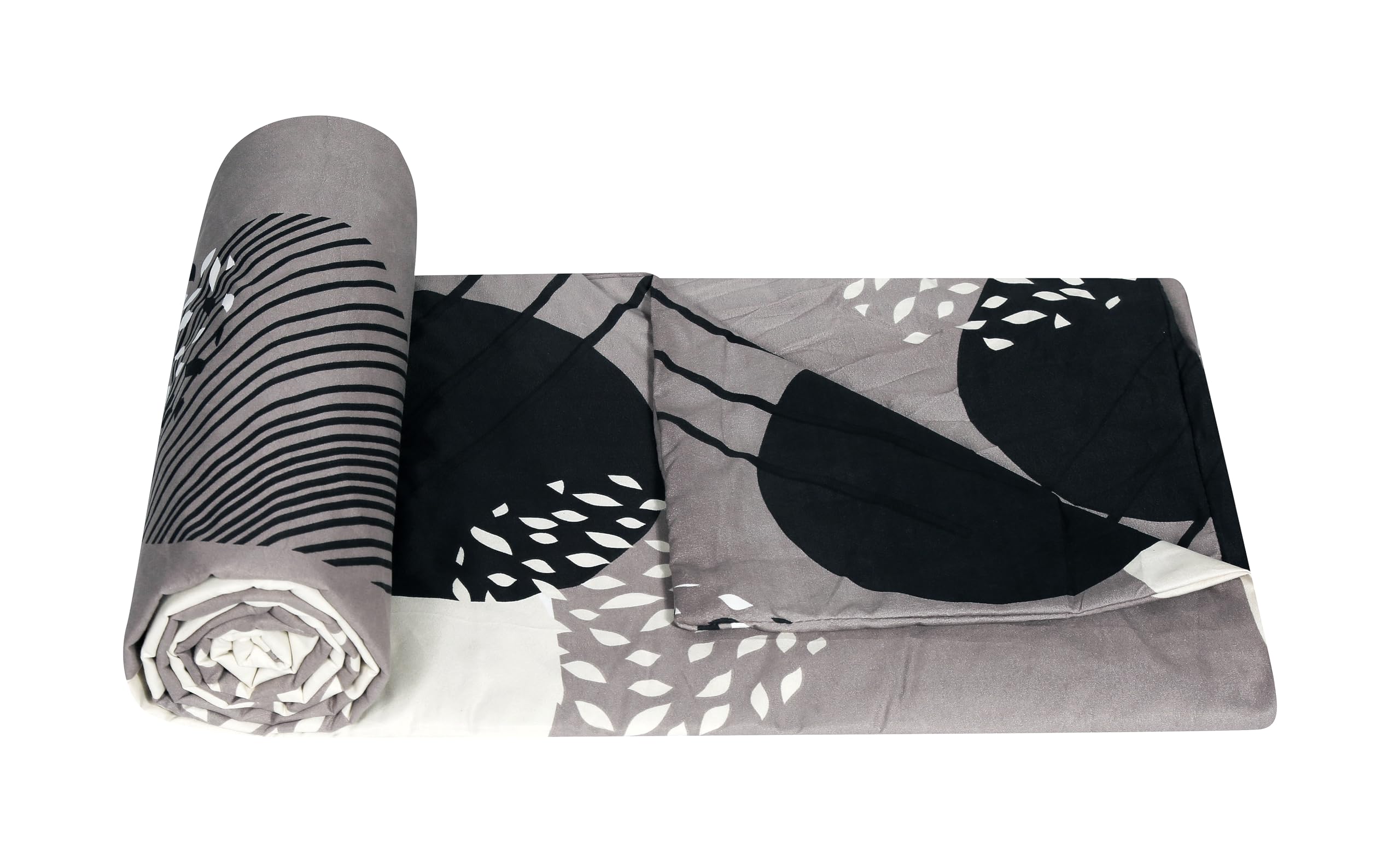 Super Premium Quilt Cover Double Bed with Zipper Blanket Cover/rajai Cover/Comforter Cover/Duvet Cover King Size Soft Cotton Breathable Skin Friendly 90x100 Inches, Color- Black and Mouse-image-2