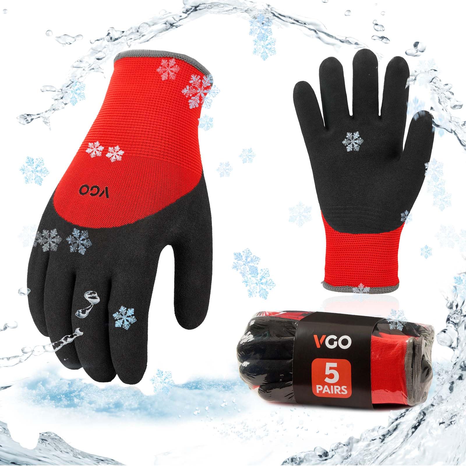VARSITY WINTER GLOVES LL 黒/赤 Vgo 5-Pairs Freezer Winter Work Gloves, Double Lining Rubber