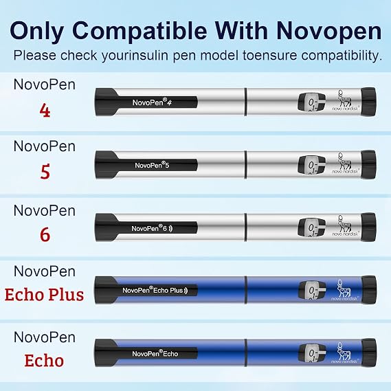 再利用可能なインスリン注入ペンシリコンカバー NovoPen 4、5、6、Novo Pen Echo、Echo Plusと互換性があり、旅行や自宅にフィット、インスリンペンを安全に保つブルー&グレー