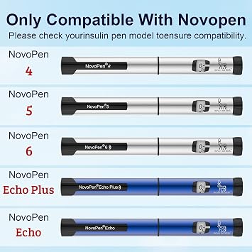 再利用可能なインスリン注入ペンシリコンカバー NovoPen 4、5、6、Novo Pen Echo、Echo Plusと互換性があり、旅行や自宅にフィット、インスリンペンを安全に保つブルー&グレー