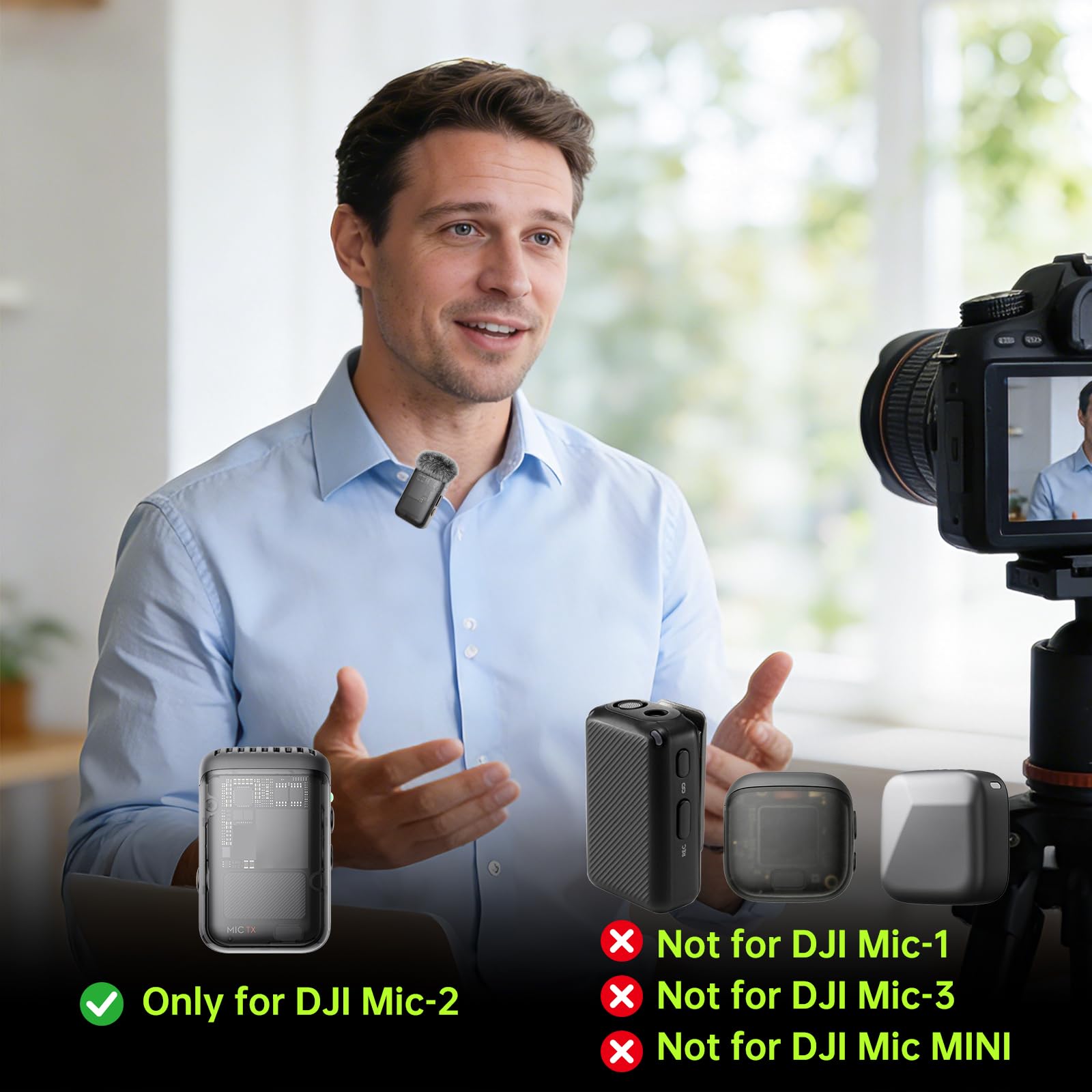 Parabrisas de micrófono para DJI Mic-2, filtro pop de repuesto y cubreviento, cubierta mullida antipop y cancelación de ruido, solo para micrófono inalámbrico DJI Mic-2 (no para DJI Mic-1)