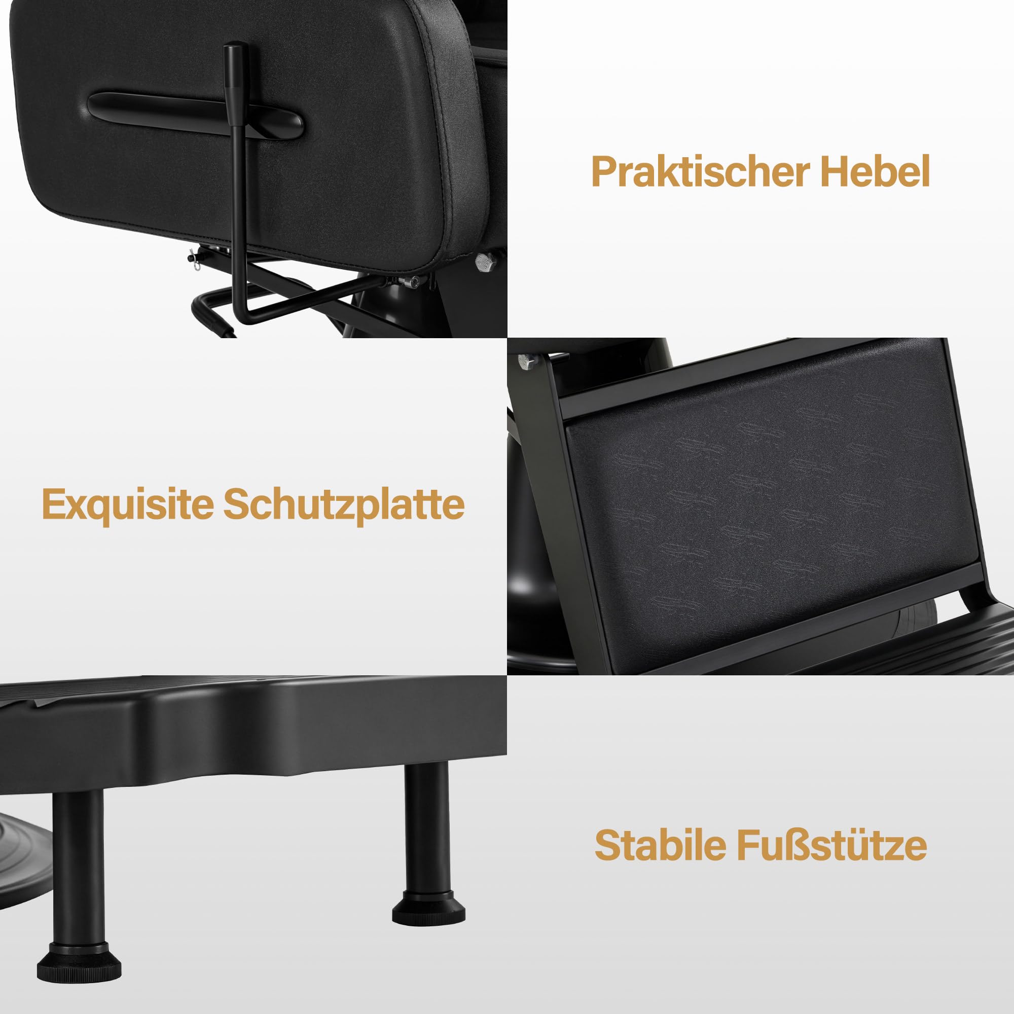 Barberpub Friseurstuhl mit Kopfstütze Kippbar, Friseureinrichtung mit Hydraulikpumpe 360° Drehbar, Bedienungsstuhl Höhenverstellbar, Barber Stuhl Friseurstühle Kunstleder, 3856 (Schwarz)