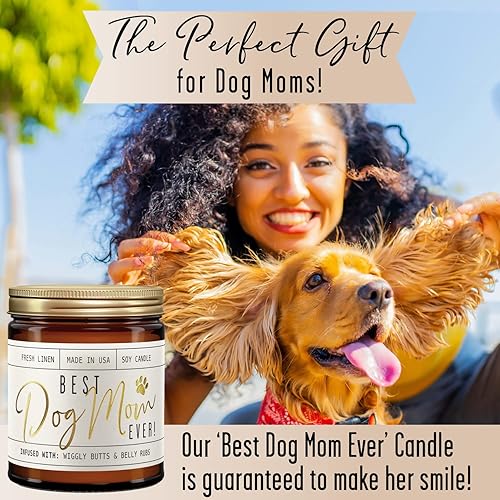 Miniatura 8 de Dog Mom Gifts for Women, Dog Lovers Gifts for Women - 'Best Dog Mom Ever' Soy Candle, w/Fresh Linen I Gifts for Dog Lovers I Dog Gifts for Women I