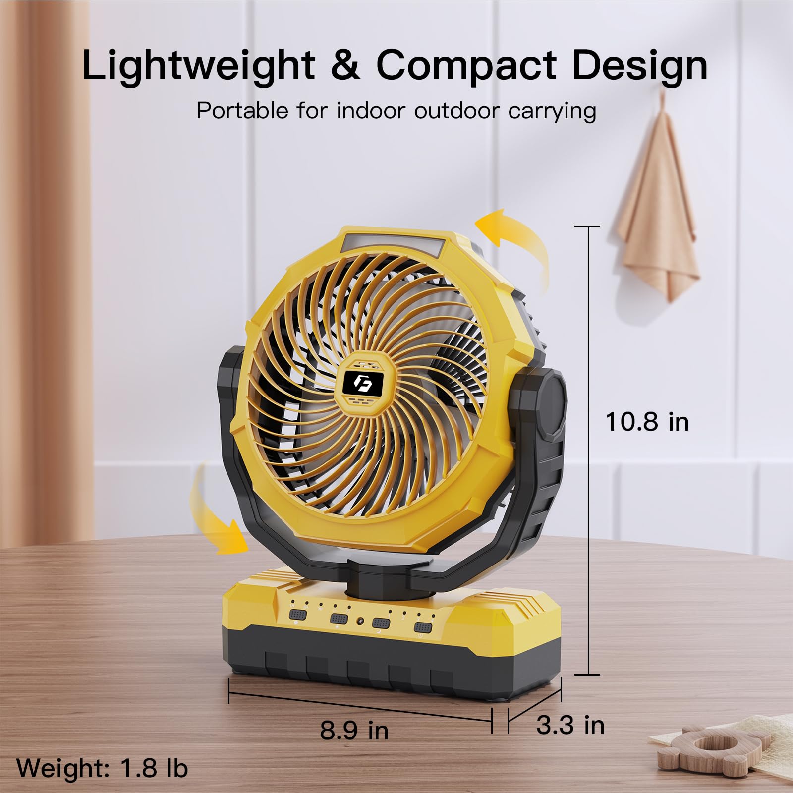FRIZCOL 3-in-1-Campingventilator, tragbar, wiederaufladbar, 24000 mAh, batteriebetriebener Ventilator (140 Stunden) mit Licht und Fernbedienung für drinnen, draußen, Zelt, Reisen, Grillen, Angeln
