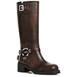 Knee High Boots Women Square Toe Pull On Wide Calf Riding Fashion Buckles Chunky Metallic Casual Vintage Buckle Rivet