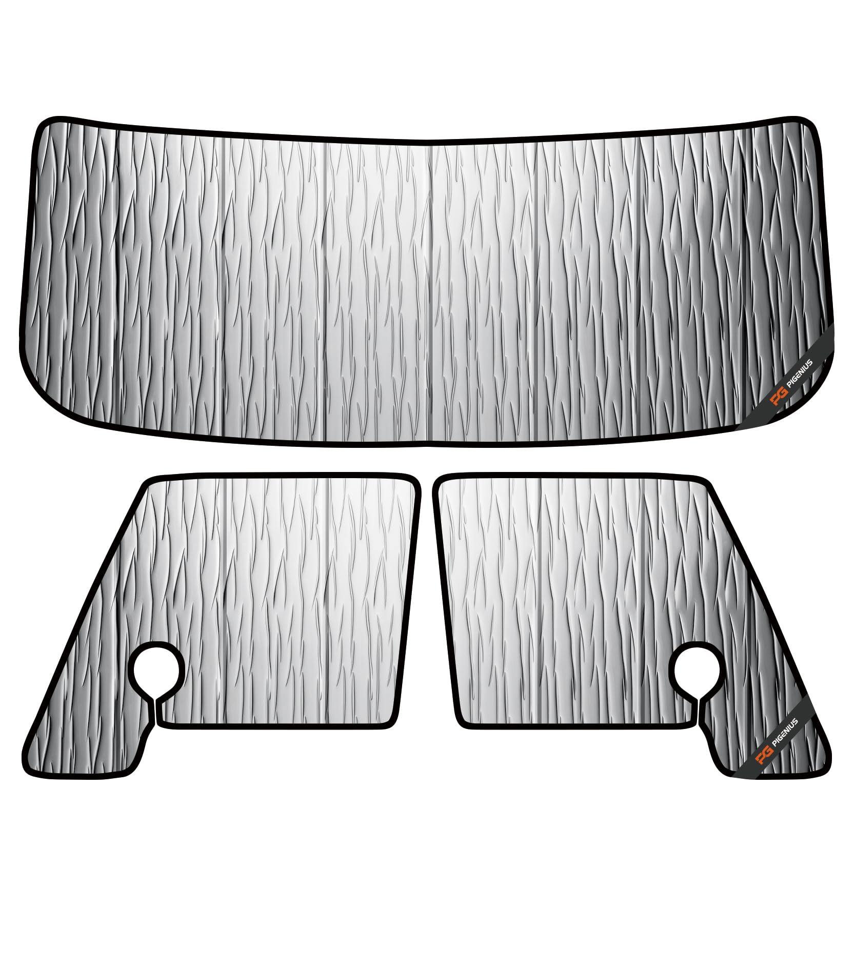 Pigenius Windshield & Side Window Sunshades for International ProStar WorkStar (with Handle), Reversible Silver/Black